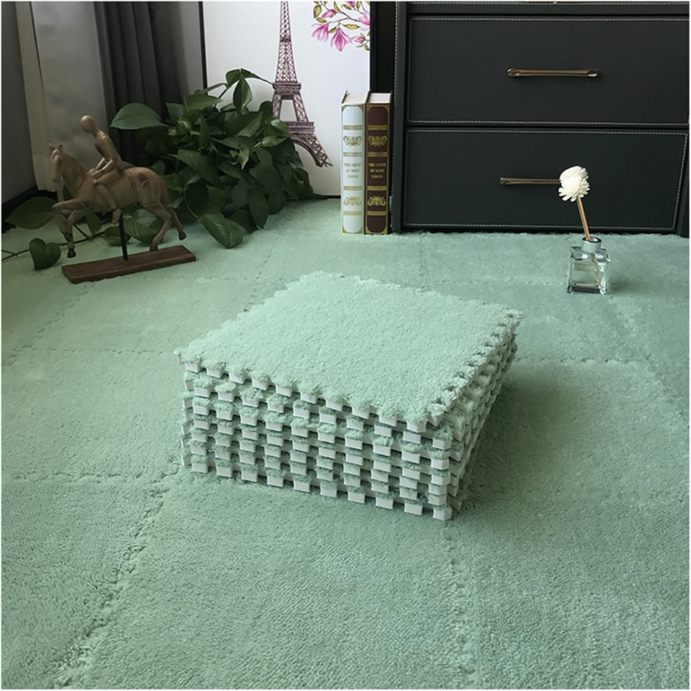 Килимок-пазл з плюшевим покриттям, термокилимок, м'який мат дитячий, 120x150см, 20 пазлів, колір зелений Кам'янець-Подільський - фото 1