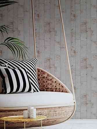 Обои флизелиновые   Decoprint Essentials EE22564 под дерево доска эффект старения серая с сиреневым с золотом Киев