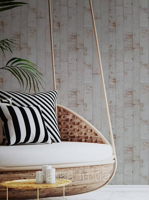 Обои флизелиновые   Decoprint Essentials EE22564 под дерево доска эффект старения серая с сиреневым с золотом Киев - изображение 1