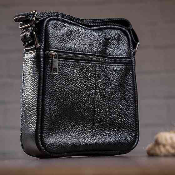 Сумка чоловіча зерниста Vintage 14704 Чорна Київ