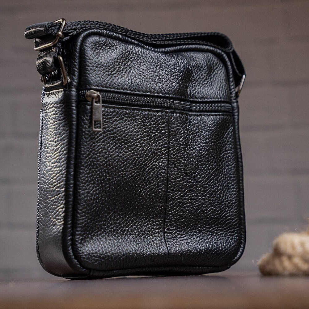 Сумка мужская зернистая Vintage 14704 Черная Киев - изображение 6