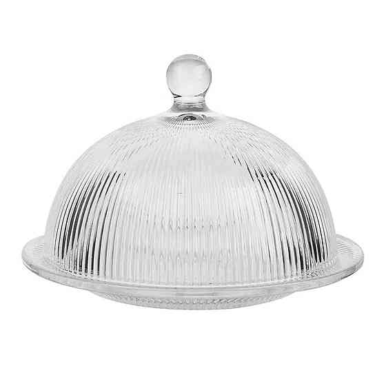 Блюдо сервірувальне з кришкою Ø 20 см скляне прозоре для десертів, випічки, фруктів HP-YH-43 Коломия