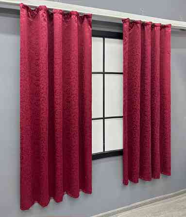 Комплект коротких штор VR-Textil Блекаут № 1099ш Бордовий 130х170 см 2шт (35-0391) Київ