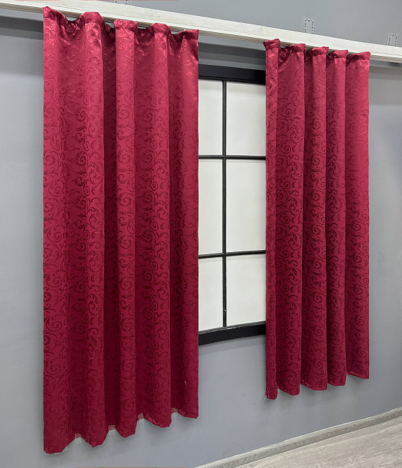Комплект коротких штор VR-Textil Блекаут № 1099ш Бордовий 130х170 см 2шт (35-0391) Київ - фото 3