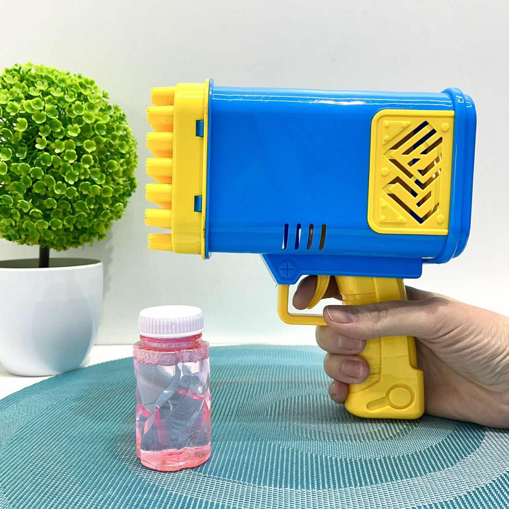 Пістолет для запуску мильних бульбашок 45 отворів 17 см Жовто-синій (2023-58A) Чернігів - фото 8