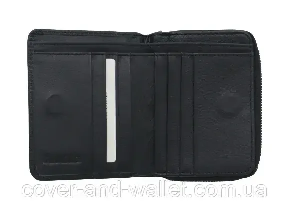 Женский кожаный кошелек черного цвета на магнитах и молнии среднего размера ST 360 Киев - изображение 7