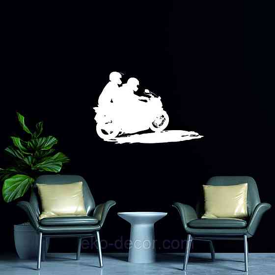 Декоративное настенное Панно «Мотоцыкл с коляской» Декор на стену 90*58 см, Белый Киев