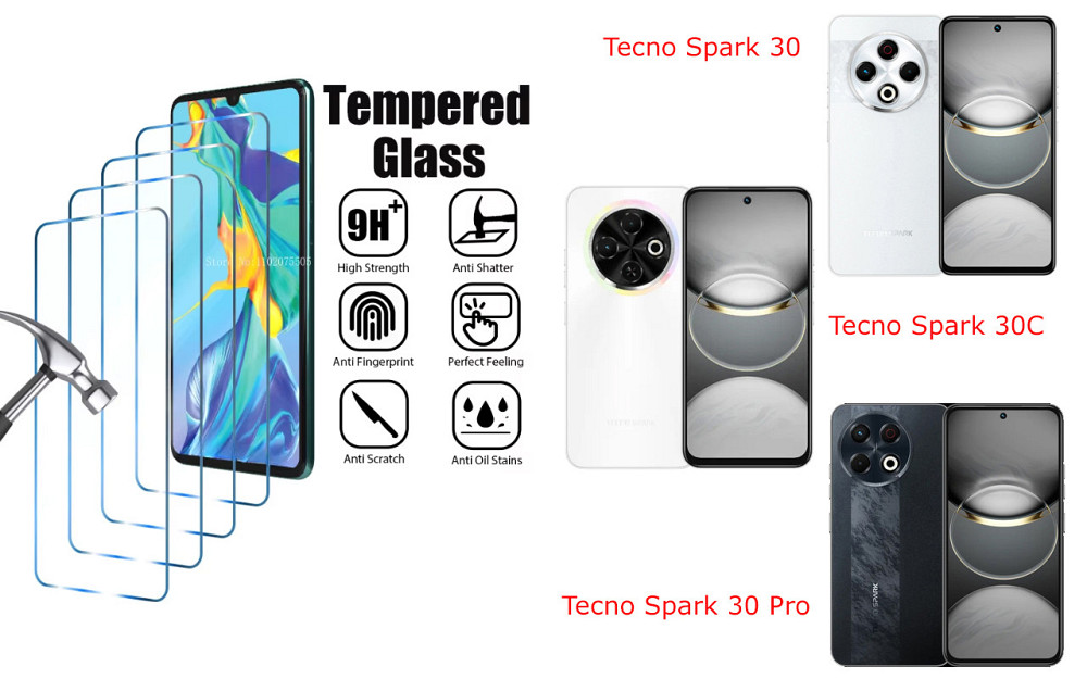 Захисне скло ArmorGlass для Tecno Spark 30 KL6, Spark 30C KL5n, Spark 30 Pro – стійке до подряпин та ударів Київ - фото 1