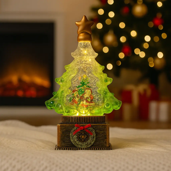 Світильник-декор новорічний Ялинка XHF-8003 LED 5 мелодій USB AAх3 (15х15х23см) Київ