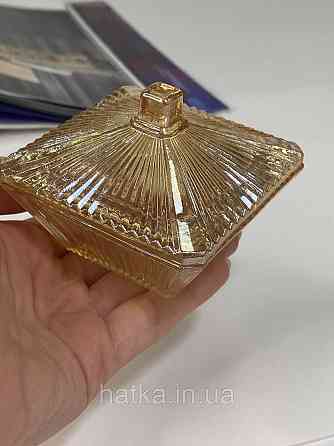Цукорниця ємність для зберігання скляна "Золота Нефертіті" 60 мл к'янтарне товсте скло Київ