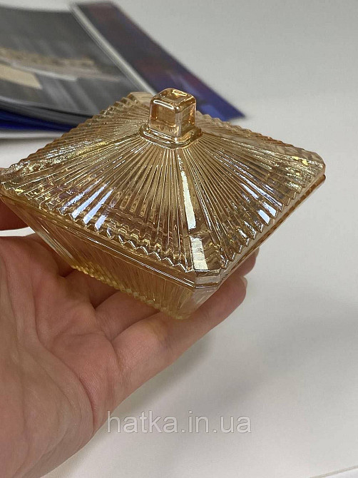 Цукорниця ємність для зберігання скляна "Золота Нефертіті" 60 мл к'янтарне товсте скло Київ - фото 1