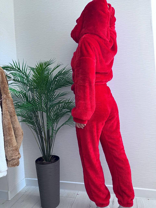 Теплый женский плюшевый костюм двойка плюшевый двухсторонний мех Красный Одесса - изображение 8
