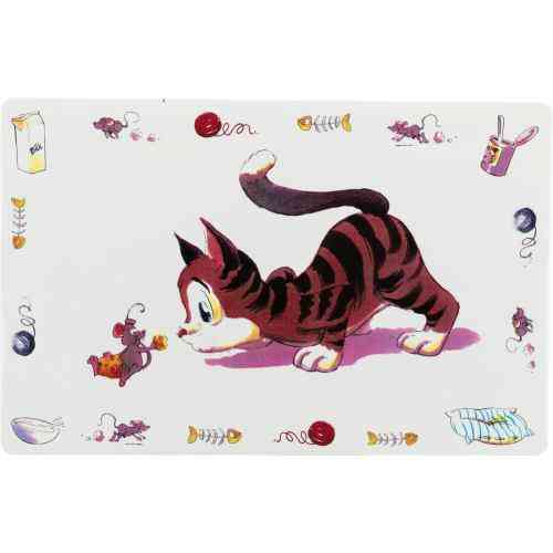 Коврик Trixie Comic Cat под миски для кошек, пластиковый, 44х28 см Киев