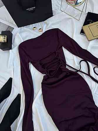 Элегантное женское платье с выразительным разрезом плотный рубчик Баклажан, 46/48 Одесса