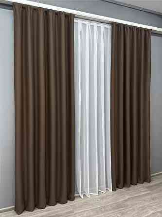 Комплект готових штор VR-Textil Bagema Rvs № 1238ш Шоколадний 150х290 см 2 шт (33-0622) Київ