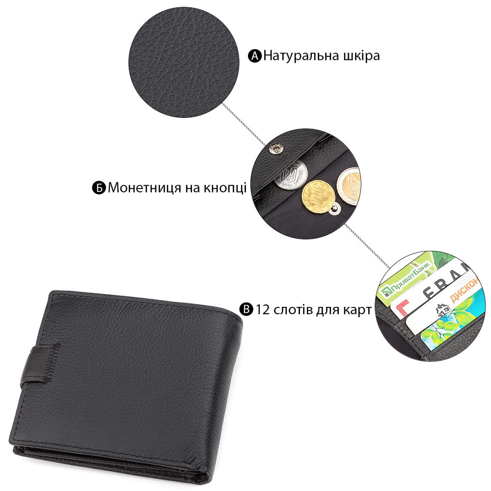 Мужской кошелек очень стильный Черный (ST Leather) Киев - изображение 1