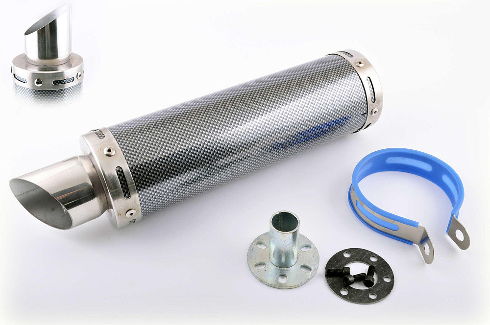 Глушник (тюнінг) 300 * 90mm, кріп. Ø48mm (нержавіюча сталь, карбон mod:1, прямоток, тип:3) Київ - фото 1