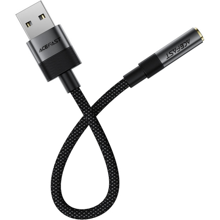 Перехідник USB-A --> 3.5 mm 15cm audio converter J13 Acefast black Вінниця - фото 3