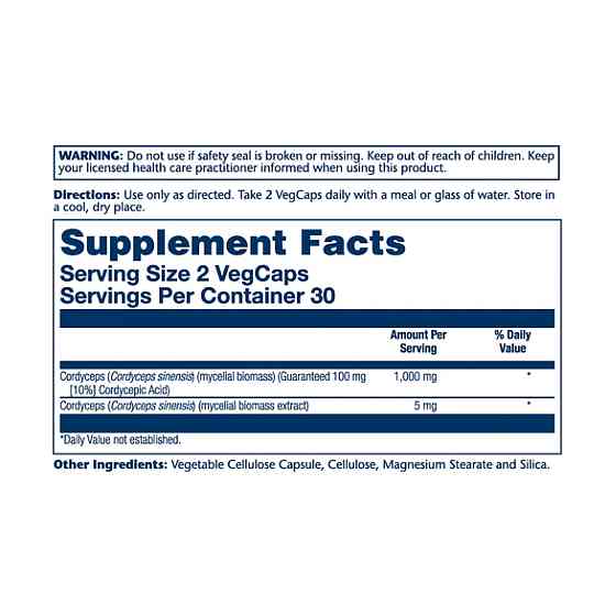 Cordyceps Mushroom Extract 500mg - 60 vcaps Луцьк