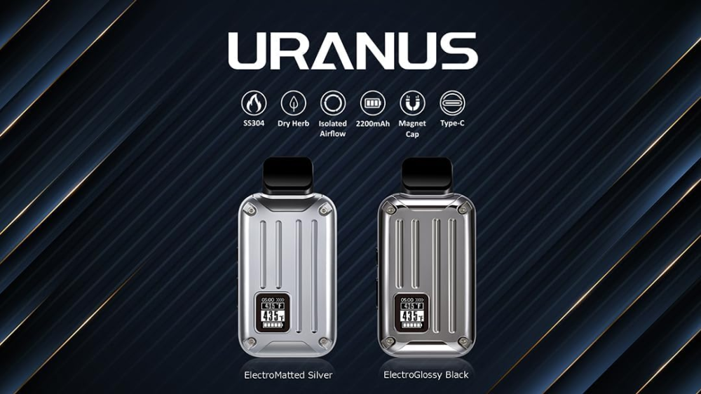 Вейп Испаритель для сухих трав ANIX Uranus 2200 мАч, OLED, 149–224°C, камера SUS304, USB-C, ElectroGlossy Black Киев - изображение 5