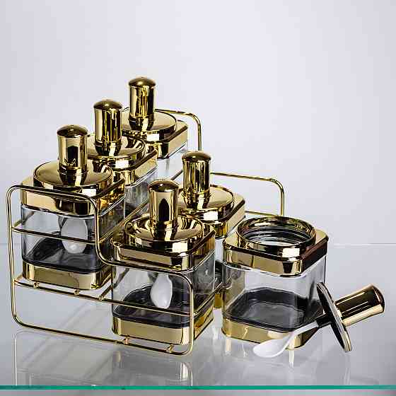 Набір банок для сипучих продуктів з ложкою, 6 шт, золото Київ