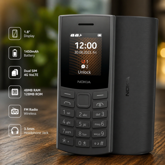 Мобильный телефон Nokia 105 4G Edition (2023) Dual SIM Charcoal-1.8