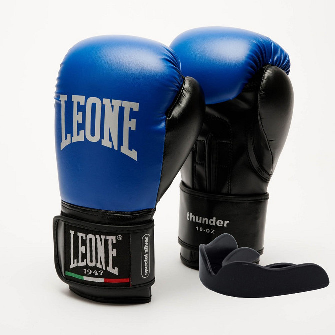 Боксерські рукавиці Leone GN383 THUNDER Blue 8 унцій (капу в комплекті) Каменское - изображение 1