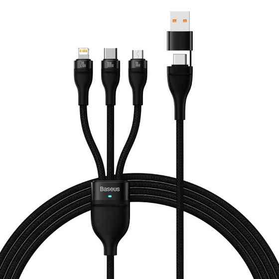 Кабель Baseus Flash Series Two-for-three Charging Cable U+C - M+L+C 100W 1.2m Black CASS030101 Одесса