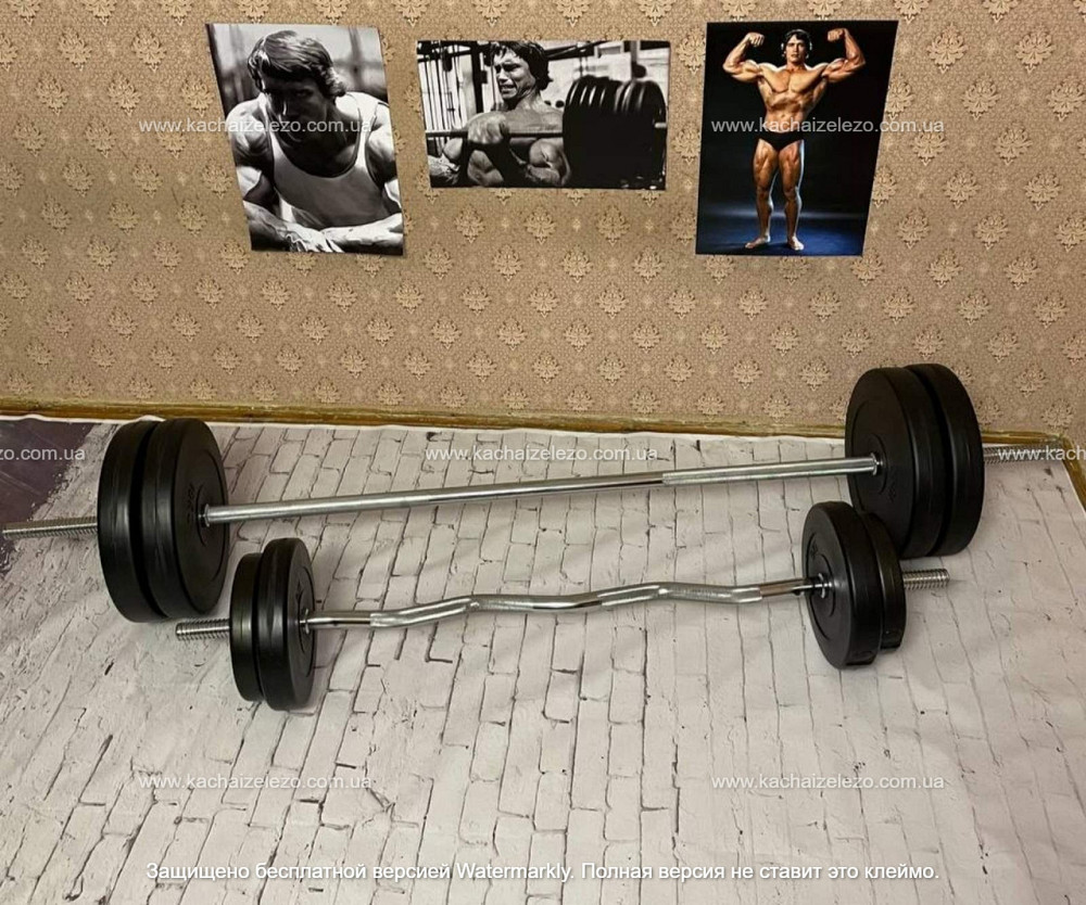 Штанга наборная + W-образный гриф с гантелями 101 кг Гантели, гири, штанги и диски ударостойкий пластик Киев - изображение 10