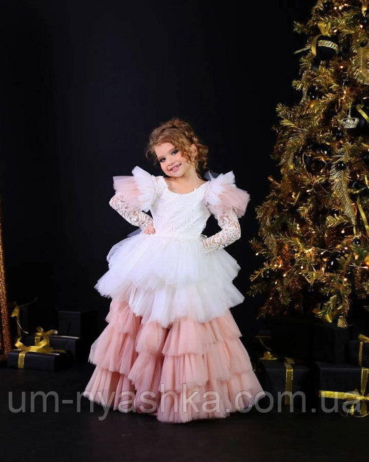 Длинное нарядное пудровое платье с ажурными рукавами на 5-7 лет Кривой Рог - изображение 6