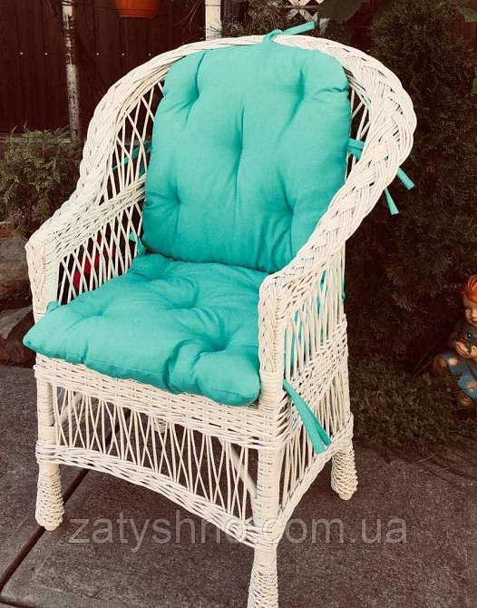 Крісло плетене з блакитною накидкою Київ - фото 8