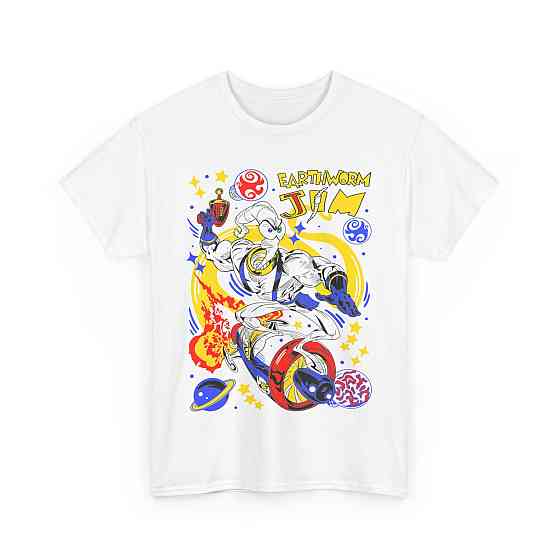 Футболка аниме Еартхворм Джим Хероес Ретро оверсайз (S/M/L) Черний AnimeJ0120 Днепр