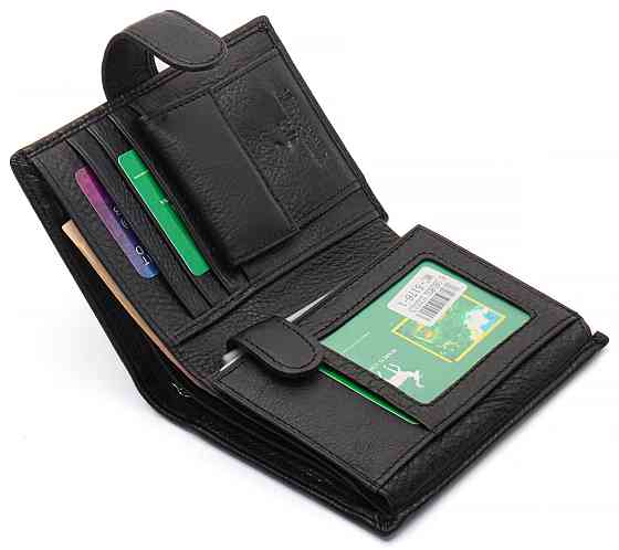 Чорний чоловічий гаманець з натуральної шкіри Marco Coverna Київ