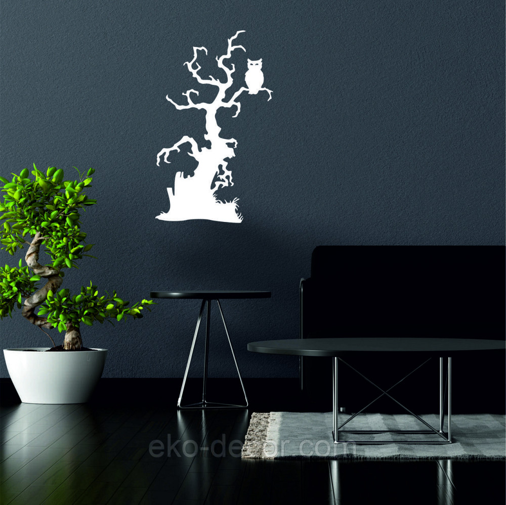 Декоративное настенное Панно «Хеллоуин, силуэт дерева», Декор на стену 70*42 см, Белый Киев - изображение 2