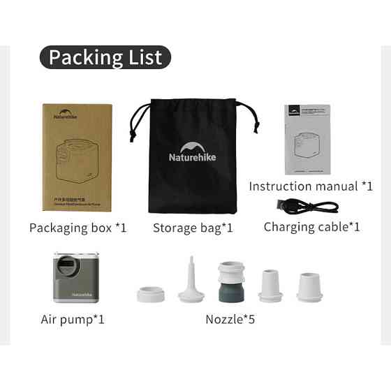 Багатофункціональний повітряний насос-ліхтар Naturehike CNK2550ZM012, зелений Київ