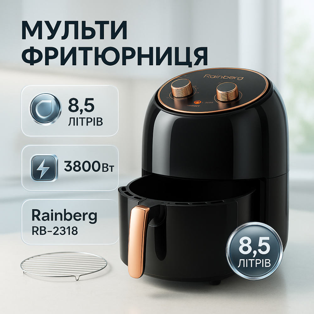 Фритюрниця професійна Rainberg, Великий аерогриль, Аерогриль з функцією смаження без олії BL-55 Львів - фото 15