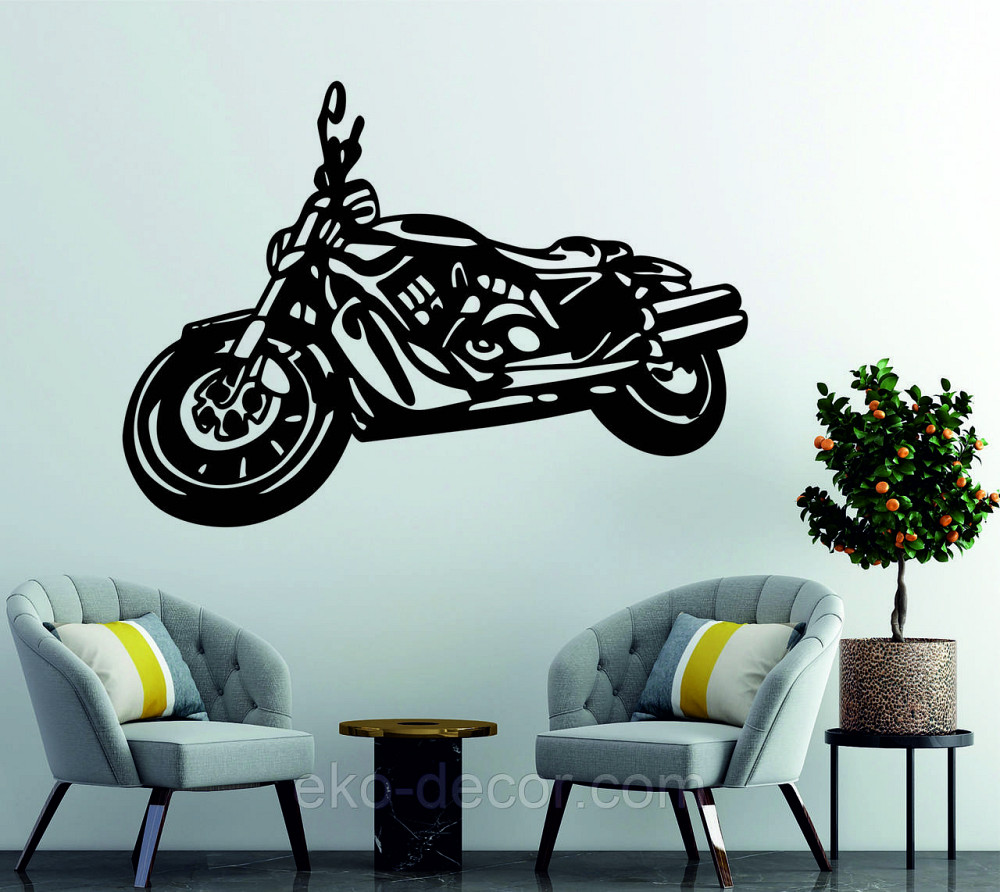 Декоративне настінне Панно «Мотоцикл» Декор на стіну 70*49 см, Чорний Київ - фото 3