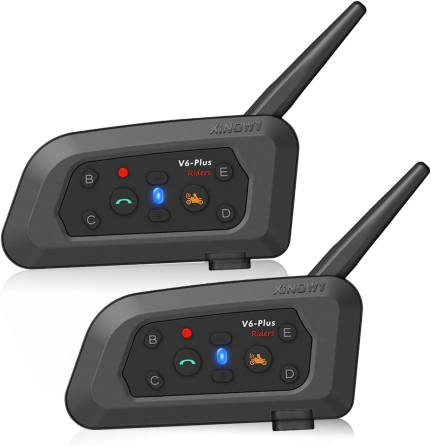 Мотогарнітура Moshono V6 Plus Bluetooth 5.1 для шолома, інтерком до 6 осіб, 1500 м, ANC, IP65, акумулятор 850 мАг, чорна Київ