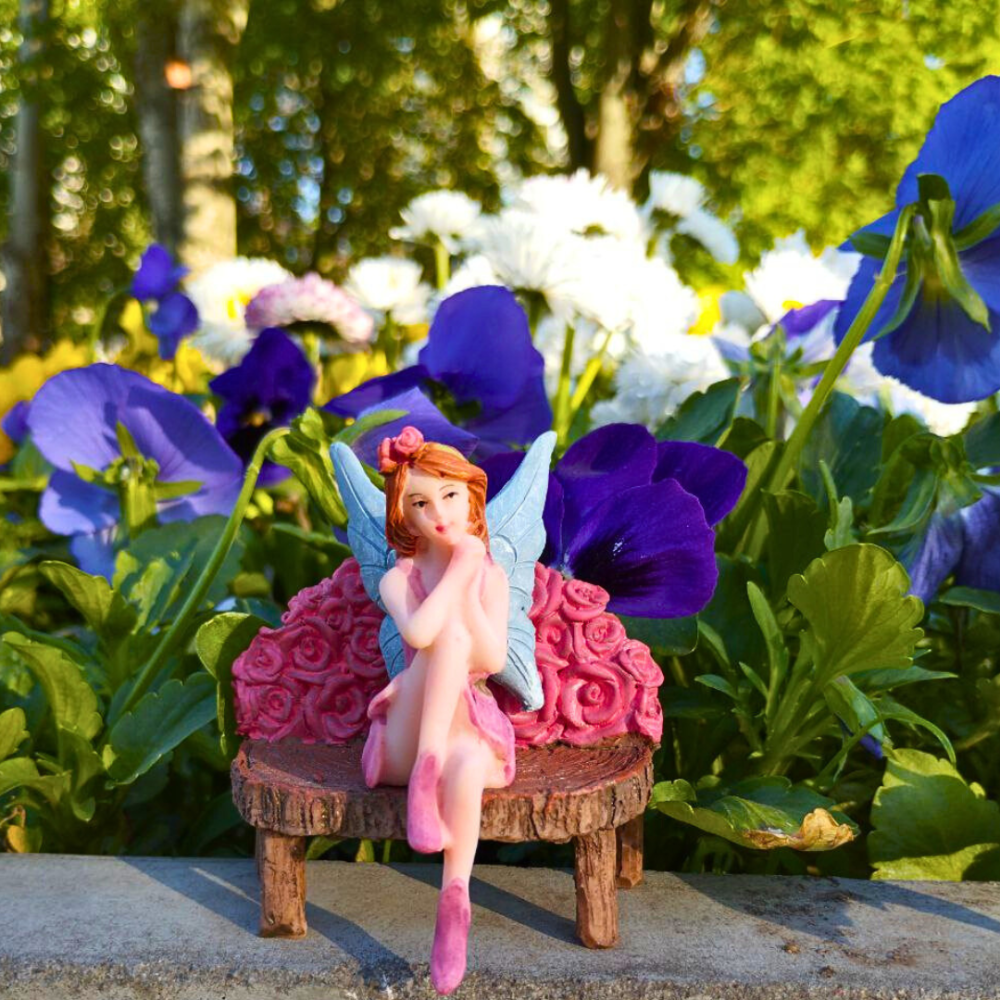 Фигурка Цветочная Фея на лавочке 7 х 7 см из полистоуна для флорариума, вазона, микроландшафта Одесса - изображение 1