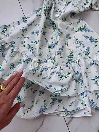 Жіноче принтоване мініплаття на ґудзиках із білим коміром турецький штапель/софт Білий 2, 42/44 Одеса