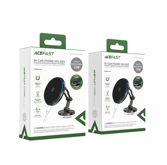 Автотримач для телефону з бездротовою зарядкою ACEFAST D30 чорний Київ