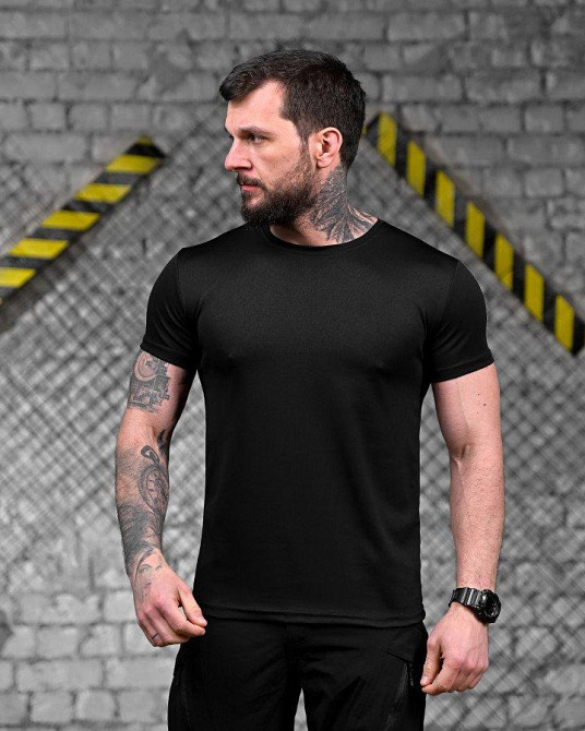 Тактична футболка потоотводящая Veteran чорна ДЛ7221 Одеса - фото 3