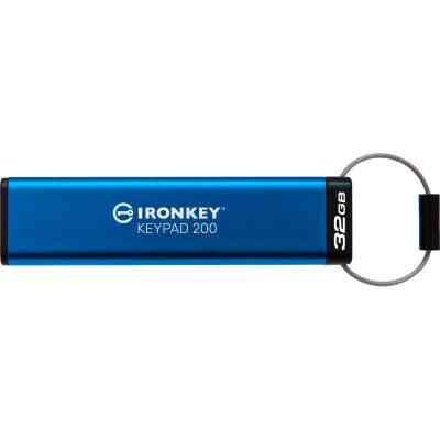 USB флеш накопитель Kingston 32GB IronKey Keypad 200 AES-256 Encrypted Blue USB 3.2 (IKKP200/32GB) Винница