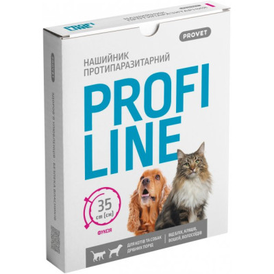 Ошейник для животных ProVET Profiline инсектоакарицид 35 см фуксия (4823082430956) Винница - изображение 1