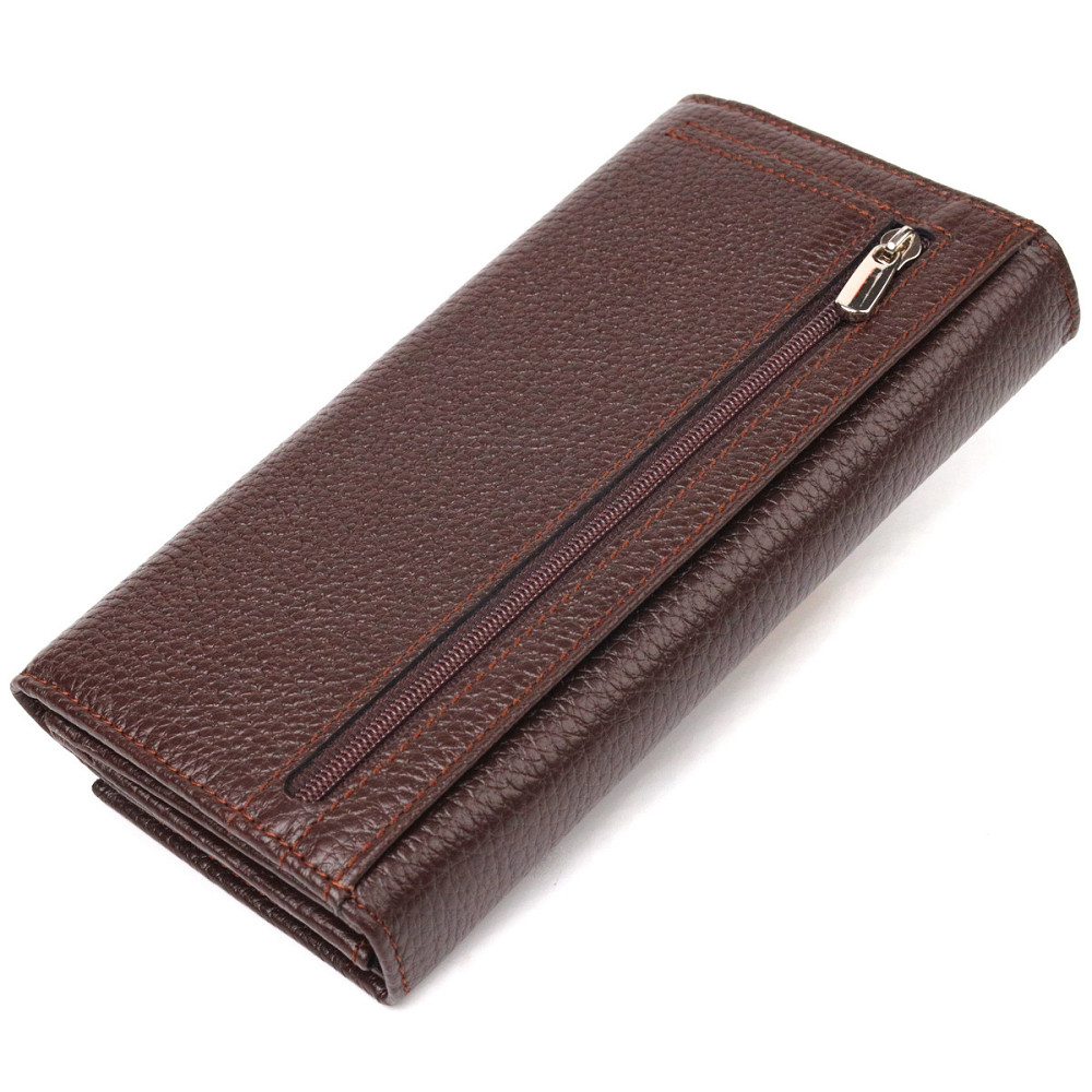 Женский удобный кошелек из натуральной зернистой кожи CANPELLINI 21654 Коричневый Киев - изображение 2