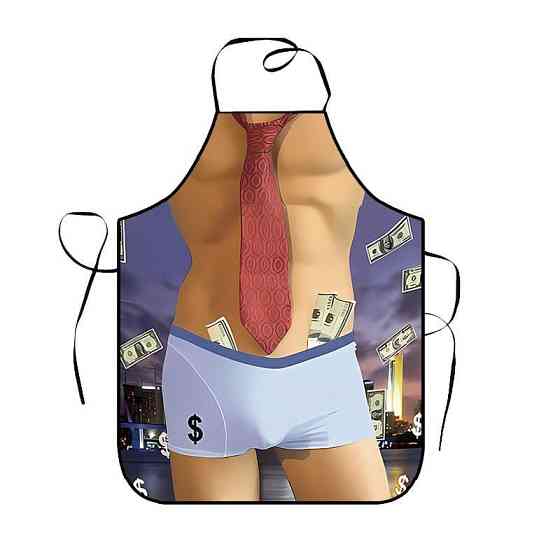 Фартух з приколом чоловічий кухонний з торсом у краватці з доларами для гриля та барбекю Київ