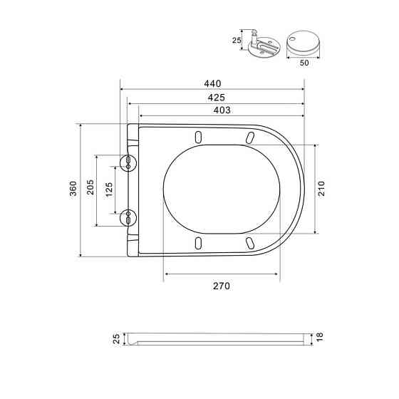 Сидіння-кришка для унітазу Mixxus Premium SEAT COVER ELLIPSE-2006 425х360х25mm дюропласт  ( 19021 ) Харків