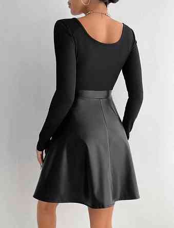 Женская базовая мини юбка из эко-кожи Черный, 46/48 Одесса