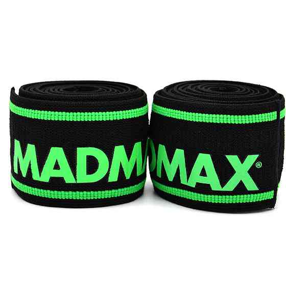 Бінті на коліна MadMax MFA-299 Non slide & slip knee wraps 2.0m Black/Green Кам'янське