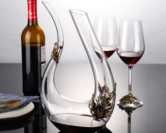 Декантер графин для вина U-образный 2 бокала с СЕРЕБРИСТЫМ метал декором, кристаллами ПОДАРОЧНАЯ УПАКОВКА Кременчуг